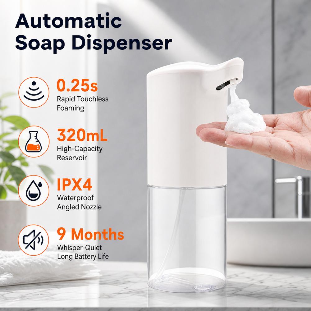Skincare Viral - เครื่องจ่ายสบู่อัตโนมัติ เครื่องจ่ายสบู่โฟม เครื่องจ่ายสบู่ระบบเซ็นเซอร์อัจฉริยะ แบบไม่ต้องสัมผัส ความจุ 320