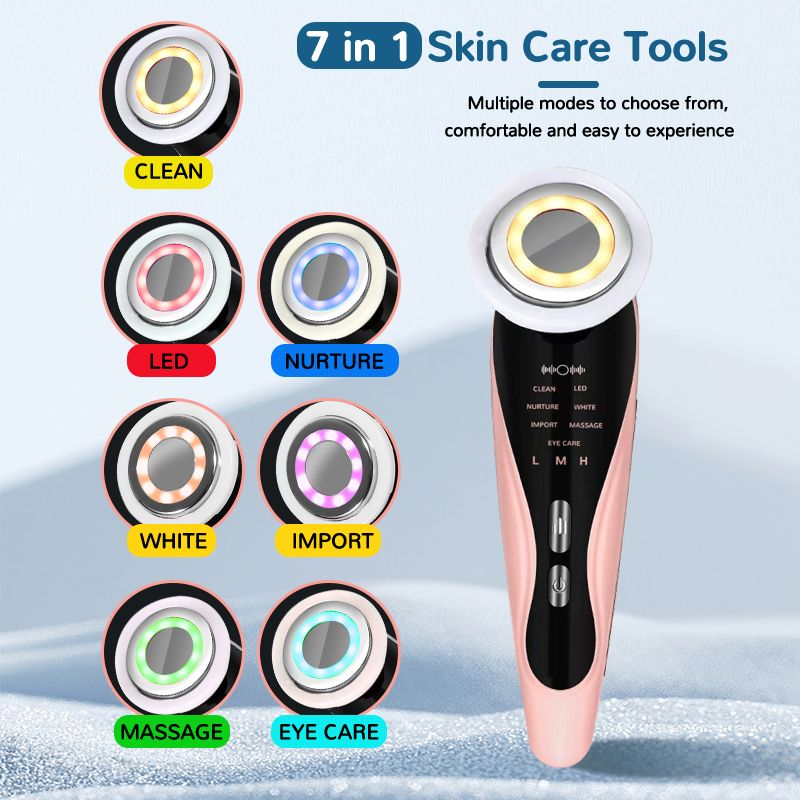 Skincare Scora - เครื่องนวดหน้าไฟฟ้า 7-in-3 สำหรับทำความสะอาดผิวอย่างล้ำลึก ยกกระชับผิว และอุปกรณ์ดูแลผิวพรรณ